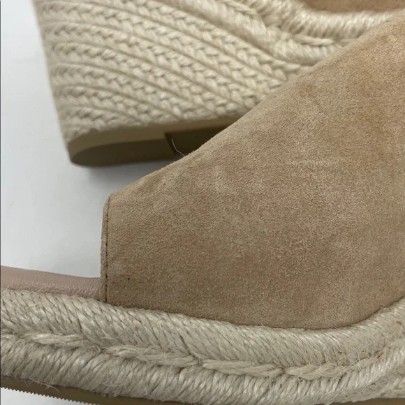 Stuart Weitzman Tan Suede-Like Espadrille Wedge Slip-On Sandals Size 7 - Picture 14 of 15